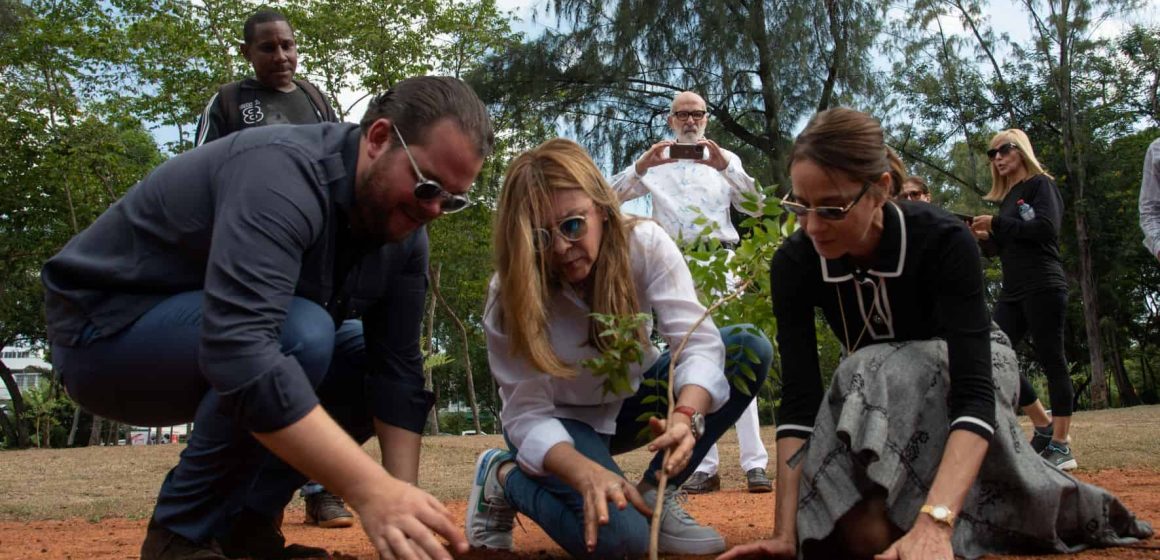 Develizan tarja y siembran árboles en el Mirador Sur en honor a Orlando Jorge Mera