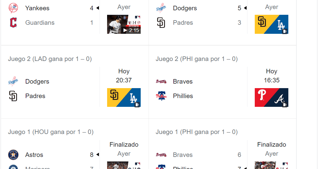 Resultados MLB martes 11 de Octubre