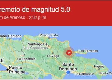 Terremoto de 4.8 se siente en República Dominicana este domingo