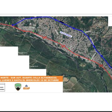 MOPC informa desvío del tránsito por el centro de Villa Altagracia entre el tramo autopista Duarte del kilómetro 39 al 45