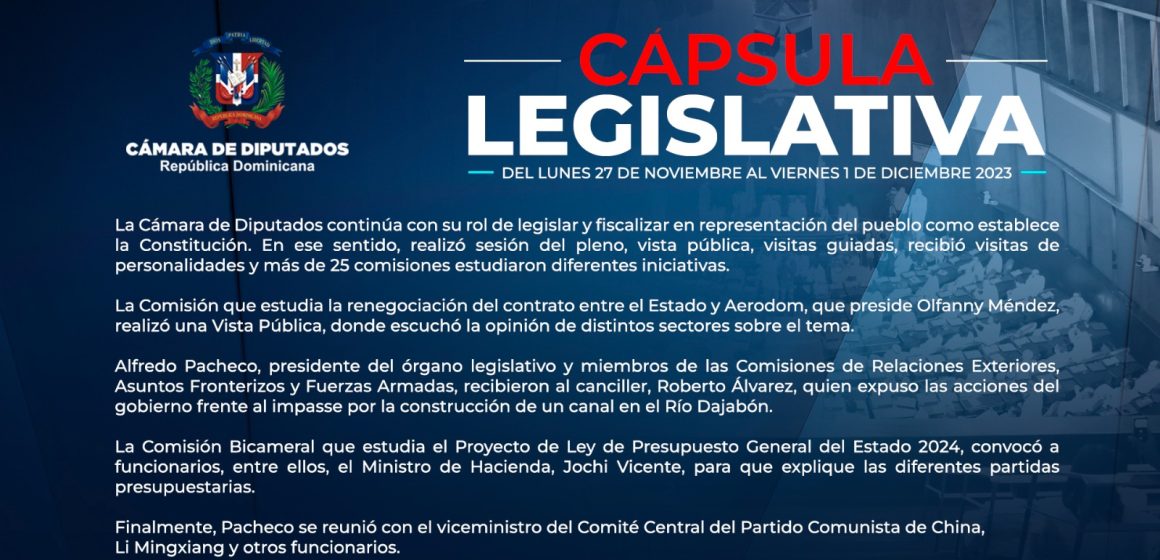 VIDEO: CAMARA DE DIPUTADOS RESUMEN CAPSULA AL 27 NOV AL 1 de Diciembre 2023