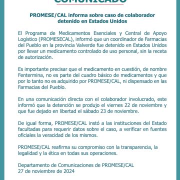 PROMESE/CAL informa sobre caso de colaborador detenido en Estados Unidos