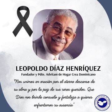 El Consejo Nacional de Drogas expresa un profundo pesar por el fallecimiento del distinguido ciudadano Leopoldo Díaz Henríquez, fundador y presidente ad vitam de Hogar Crea Dominicana, institución pionera en el tratamiento, prevención y rehabilitación de personas afectadas por el consumo de sustancias psicoactivas en la República Dominicana.